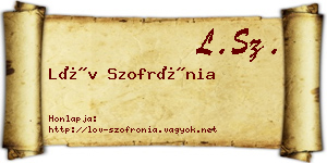 Löv Szofrónia névjegykártya